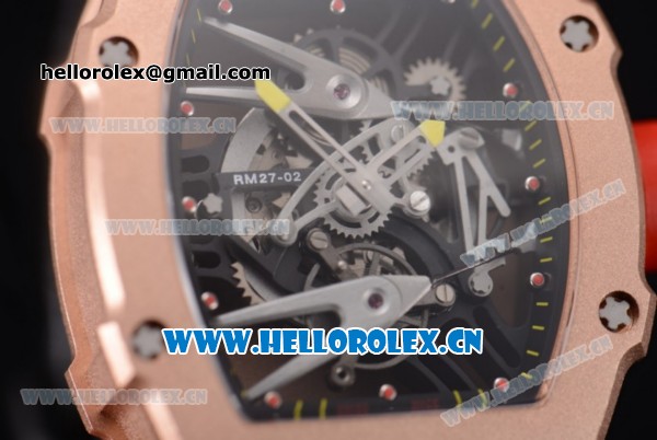 Richard Mille RM027-2 Miyota 9015 Automatic Rose Gold Case with Skeleton Dial Dot Markers and Black Nylon Strap - Click Image to Close